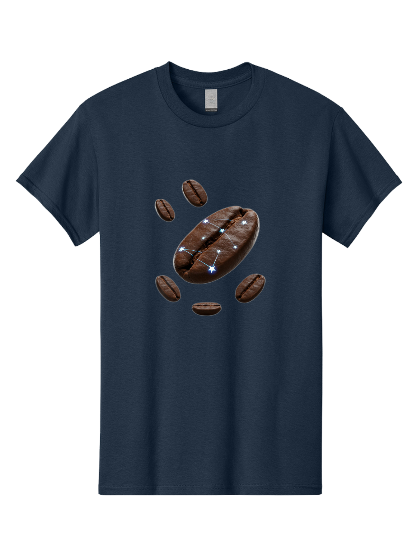Coffee-Bean-Constellation Men'S Graphic Tee, 100% Cotton, Comfortable Casual Summer Wear, Machine Washable, Coffee Beans, Constellation Pattern, Stars, Creative Design, Surreal Art, Coffee Lover, Unique Artwork, Abstract Illustration, Baa334
