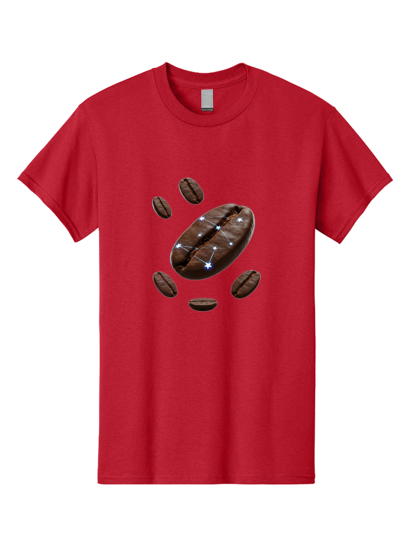 Coffee-Bean-Constellation Men'S Graphic Tee, 100% Cotton, Comfortable Casual Summer Wear, Machine Washable, Coffee Beans, Constellation Pattern, Stars, Creative Design, Surreal Art, Coffee Lover, Unique Artwork, Abstract Illustration, Baa334