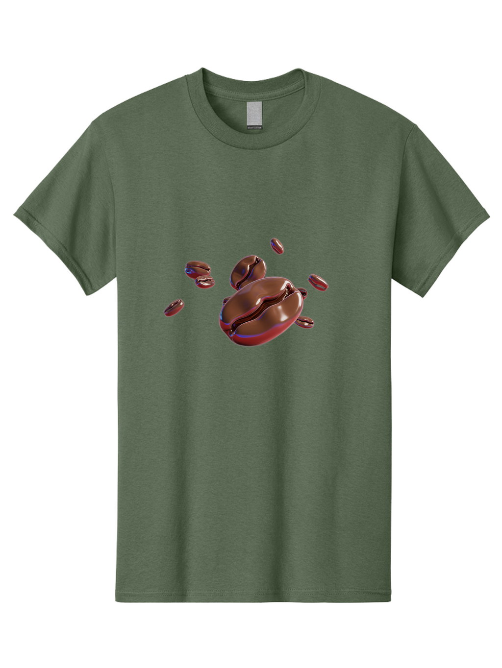 Coffee-Beans-1 Men'S Graphic Tee, 100% Cotton, Comfortable Casual Summer Wear, Machine Washable, Roasted Coffee Beans, Dark Brown, Shiny, Scattered, Coffee Break, Morning Pick-Me-Up, Caffeinated, Energy Boost Baa336