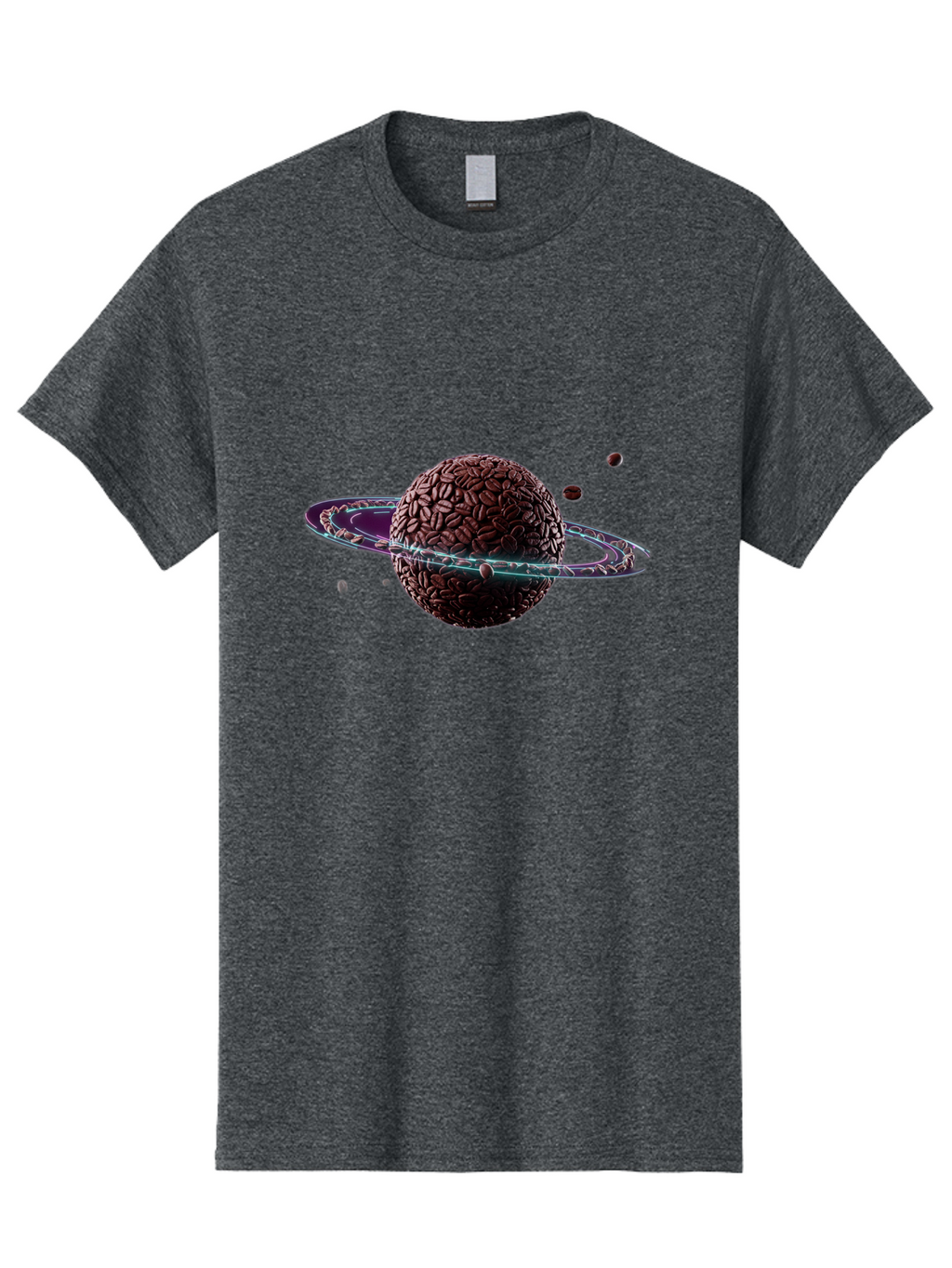 Coffee-Beans-Planet Men'S Graphic Tee, 100% Cotton, Comfortable Casual Summer Wear, Machine Washable, Coffee Beans, Planet With Rings, Creative Food Art, Coffee-Inspired Galaxy, Unique Design, Artistic Expression, Coffee Culture, Baa341