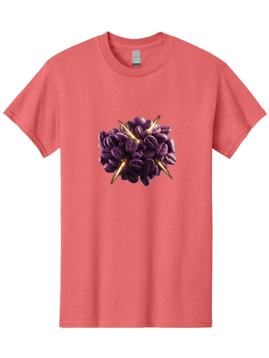 Coffee-Beans Men'S Graphic Tee, 100% Cotton, Comfortable Casual Summer Wear, Machine Washable, Dark Purple Coffee Beans, Spike Design, Unique Coffee Art, Creative Coffee Presentation, Coffee Lover Gift, Bold Coffee Beans Baa342