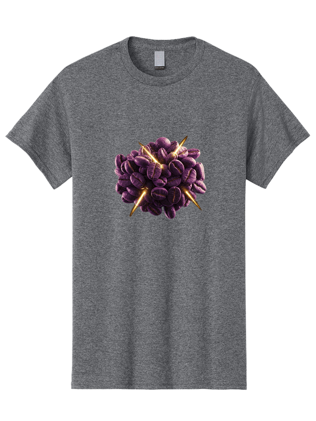 Coffee-Beans Men'S Graphic Tee, 100% Cotton, Comfortable Casual Summer Wear, Machine Washable, Dark Purple Coffee Beans, Spike Design, Unique Coffee Art, Creative Coffee Presentation, Coffee Lover Gift, Bold Coffee Beans Baa342