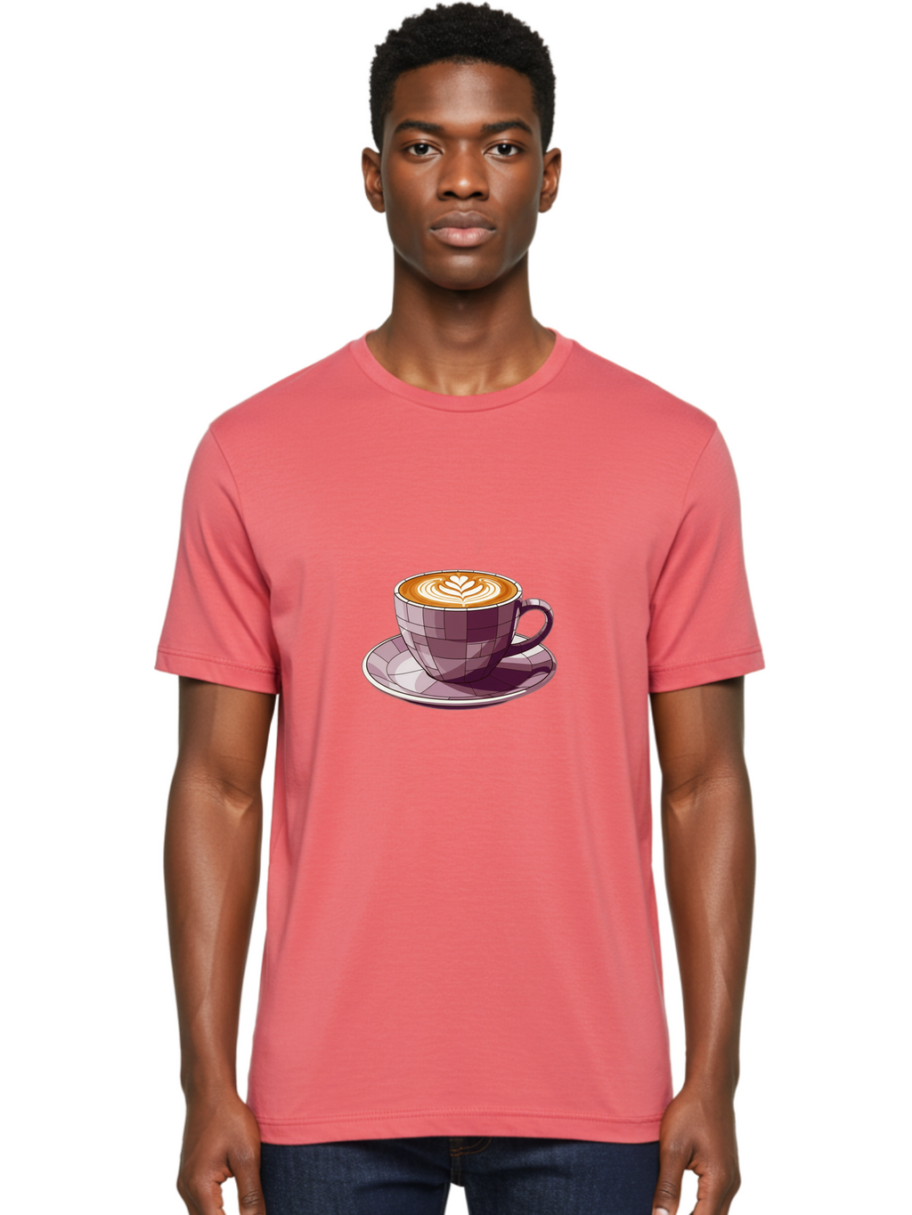 Coffee-Cup-10 Men'S Graphic Tee, 100% Cotton, Comfortable Casual Summer Wear, Machine Washable, Coffee Cup, Cappuccino, Latte Art, Heart Design, Coffee Break, Morning Coffee, Coffee Lover, Coffee Culture, Beverage, Drink Baa344