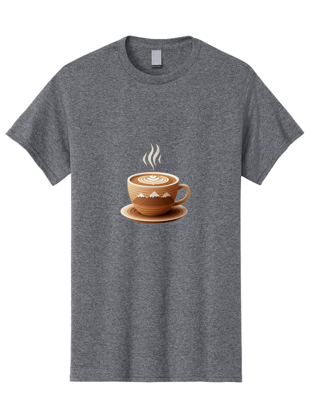 Coffee-Cup-11 Men'S Graphic Tee, 100% Cotton, Comfortable Casual Summer Wear, Machine Washable, Steaming Coffee Cup, Latte Art, Heart Design, Wooden Cup, White Mountains, Morning Coffee, Coffee Break, Espresso, Coffee Lover Baa345