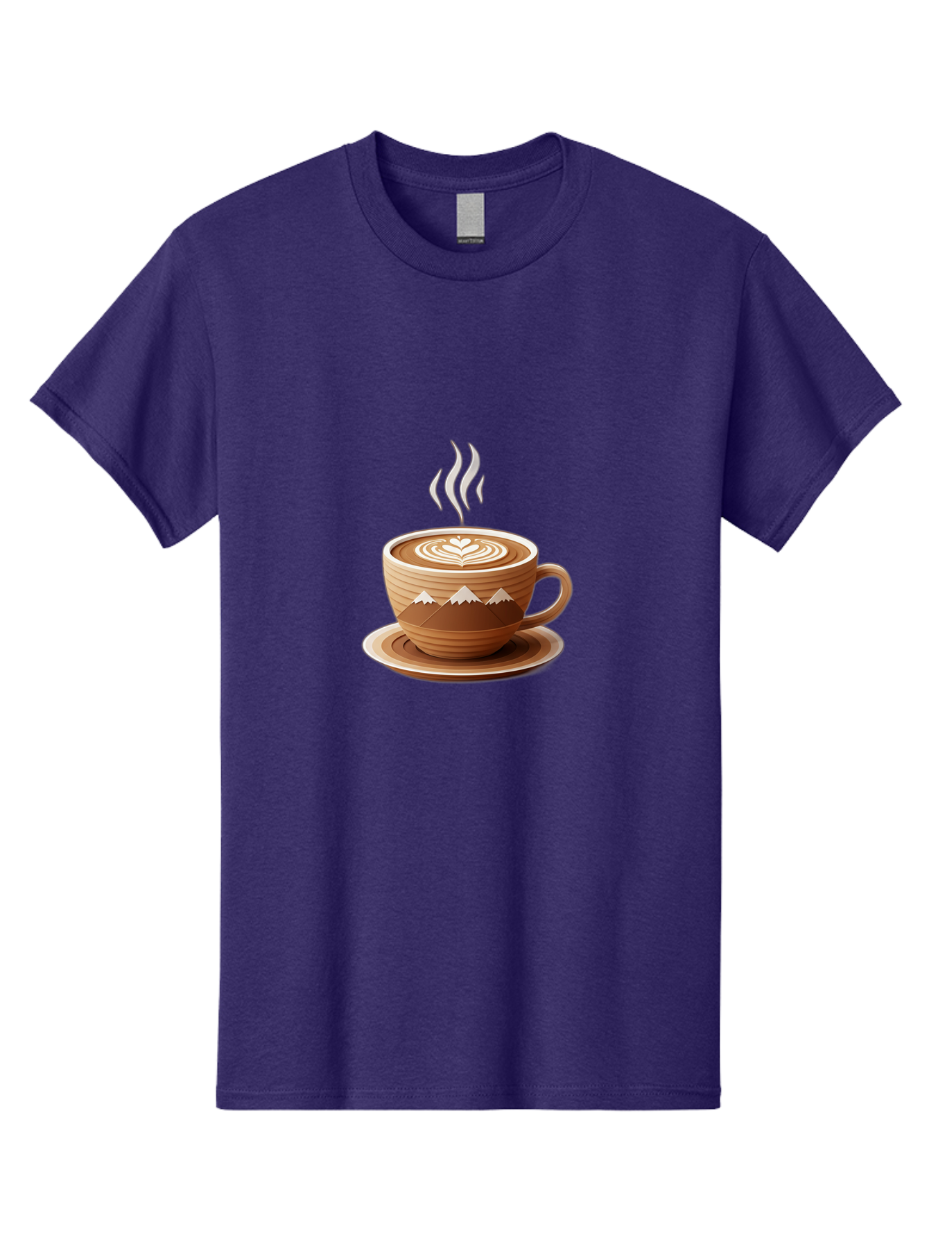 Coffee-Cup-11 Men'S Graphic Tee, 100% Cotton, Comfortable Casual Summer Wear, Machine Washable, Steaming Coffee Cup, Latte Art, Heart Design, Wooden Cup, White Mountains, Morning Coffee, Coffee Break, Espresso, Coffee Lover Baa345