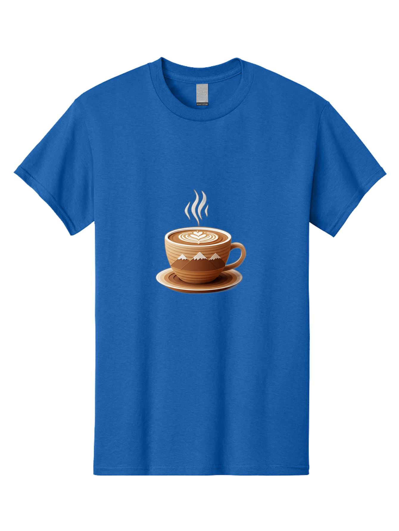 Coffee-Cup-11 Men'S Graphic Tee, 100% Cotton, Comfortable Casual Summer Wear, Machine Washable, Steaming Coffee Cup, Latte Art, Heart Design, Wooden Cup, White Mountains, Morning Coffee, Coffee Break, Espresso, Coffee Lover Baa345