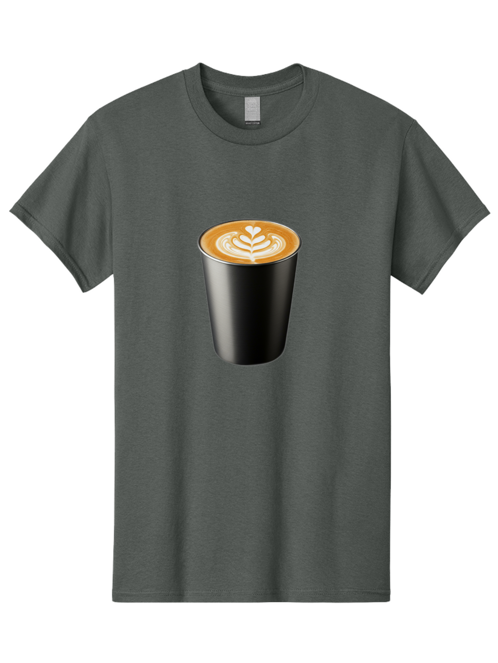 Coffee-Cup-15 Men'S Graphic Tee, 100% Cotton, Comfortable Casual Summer Wear, Machine Washable, Coffee Cup, Black Cup, Latte Art, Espresso, Coffee Drink, Heart Design, White Foam, Takeaway Coffee, Coffee Culture Baa349