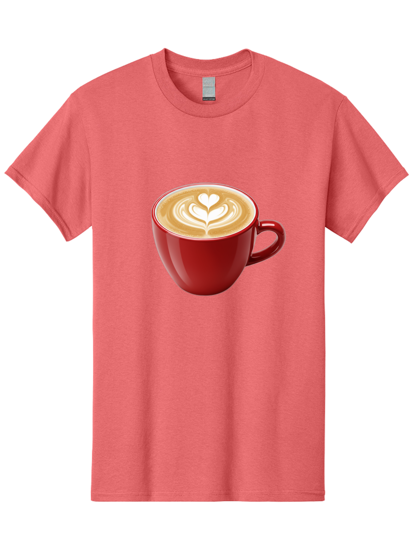 Coffee-Cup-16 Men'S Graphic Tee, 100% Cotton, Comfortable Casual Summer Wear, Machine Washable, Coffee Cup, Latte Art, Heart Design, Red Coffee Mug, Crema-Topped Coffee, Coffee Drink, Espresso Art Baa350