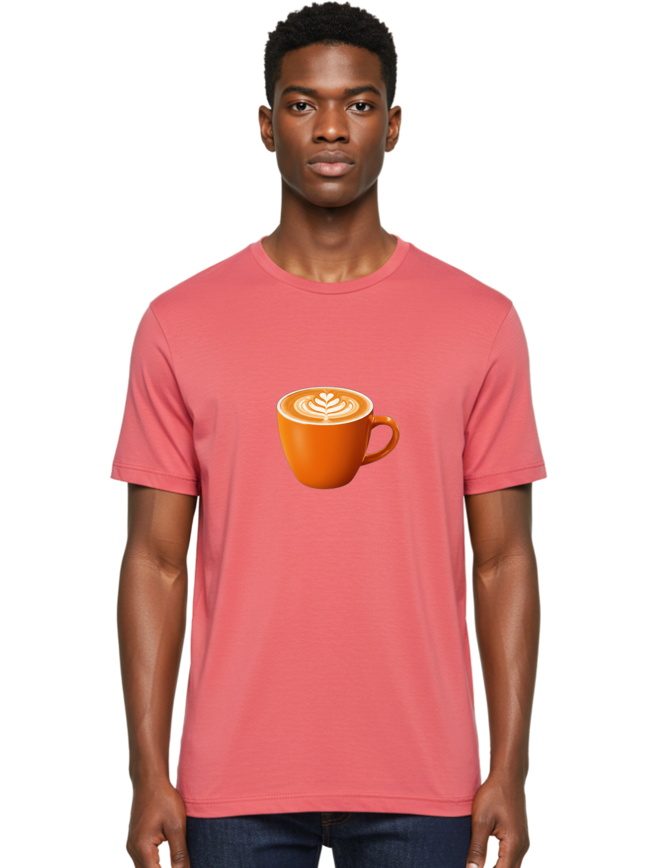 Coffee-Cup-17 Men'S Graphic Tee, 100% Cotton, Comfortable Casual Summer Wear, Machine Washable, Coffee Cup, Latte Art, Heart Design, Cappuccino, Coffee Culture, Morning Coffee, Coffee Break, Coffee Time Baa351