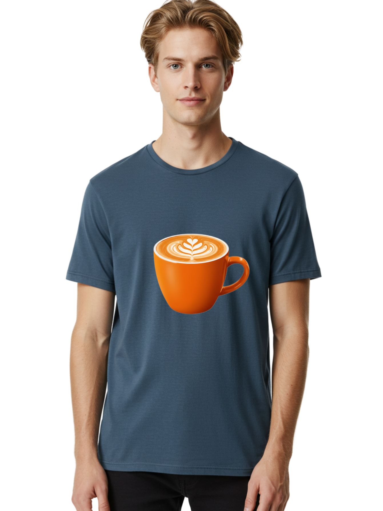 Coffee-Cup-17 Men'S Graphic Tee, 100% Cotton, Comfortable Casual Summer Wear, Machine Washable, Coffee Cup, Latte Art, Heart Design, Cappuccino, Coffee Culture, Morning Coffee, Coffee Break, Coffee Time Baa351
