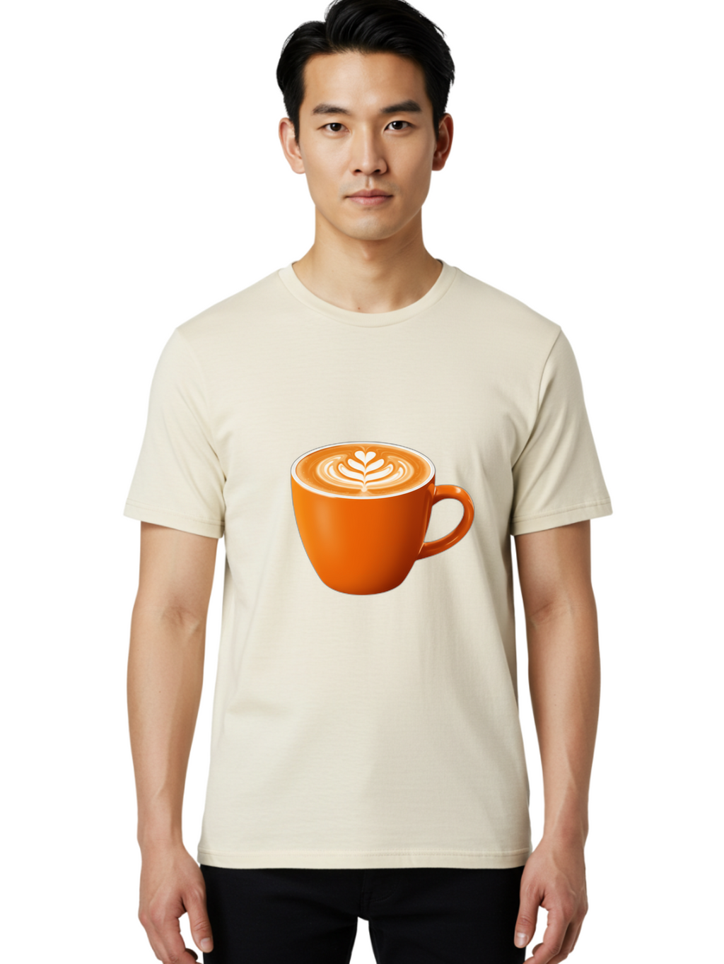 Coffee-Cup-17 Men'S Graphic Tee, 100% Cotton, Comfortable Casual Summer Wear, Machine Washable, Coffee Cup, Latte Art, Heart Design, Cappuccino, Coffee Culture, Morning Coffee, Coffee Break, Coffee Time Baa351