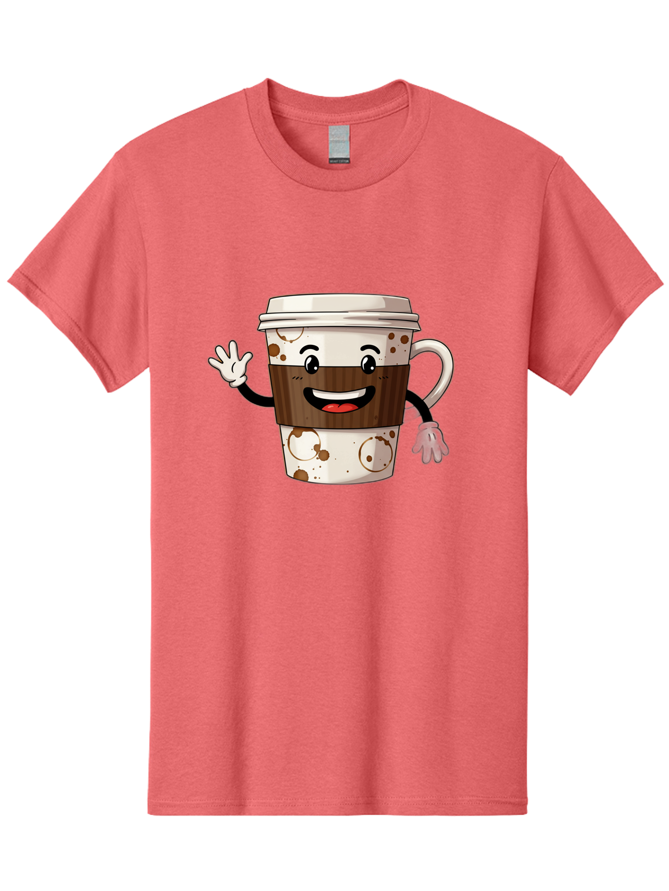 Coffee-Cup-2 Men'S Graphic Tee, 100% Cotton, Comfortable Casual Summer Wear, Machine Washable, Coffee Cup Character, Cartoon Coffee Cup, Smiling Coffee, Coffee Lover, Coffee Time, Morning Pick-Me-Up, To-Go Coffee, Cappuccino Art, Baa352