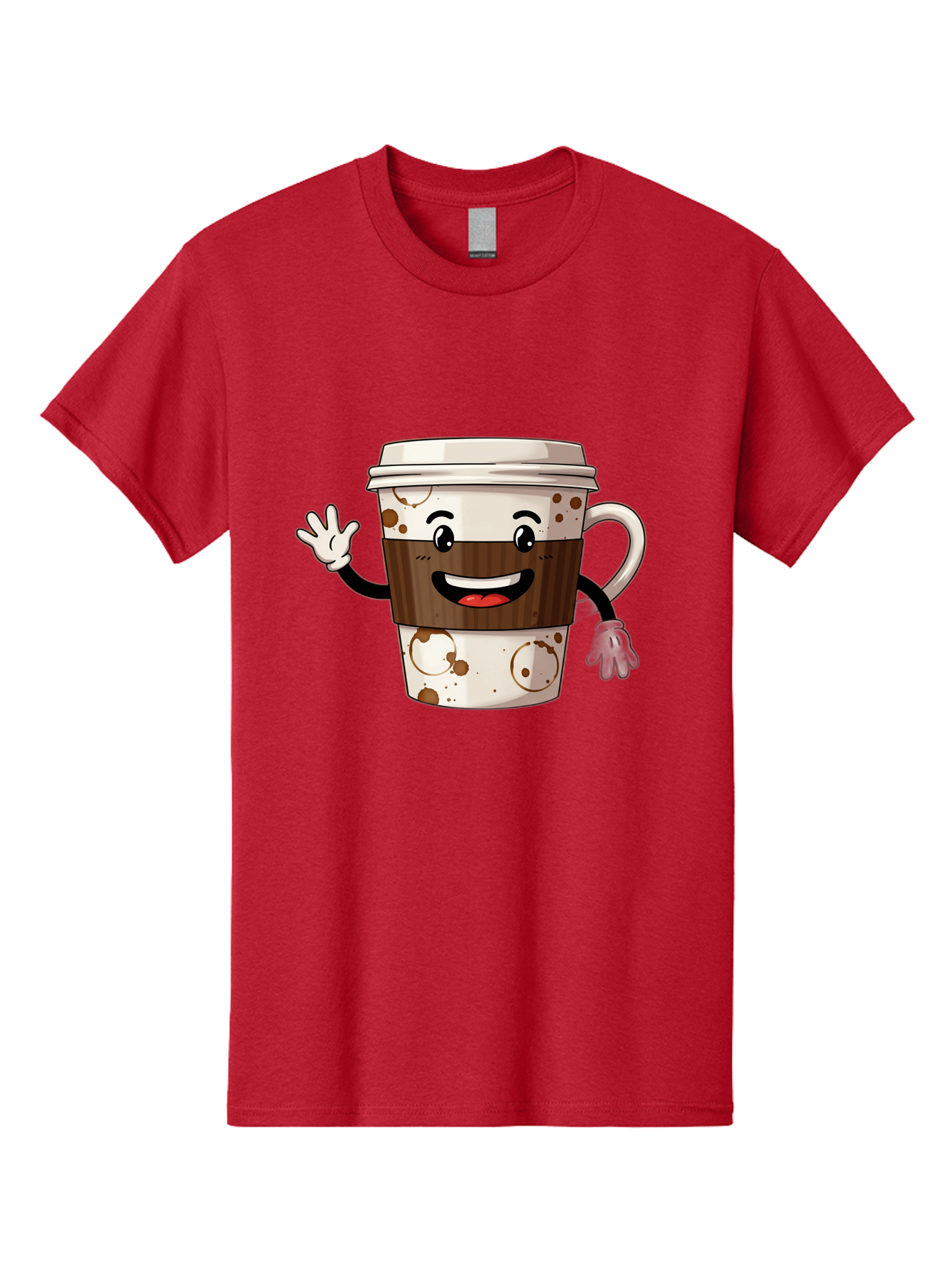 Coffee-Cup-2 Men'S Graphic Tee, 100% Cotton, Comfortable Casual Summer Wear, Machine Washable, Coffee Cup Character, Cartoon Coffee Cup, Smiling Coffee, Coffee Lover, Coffee Time, Morning Pick-Me-Up, To-Go Coffee, Cappuccino Art, Baa352