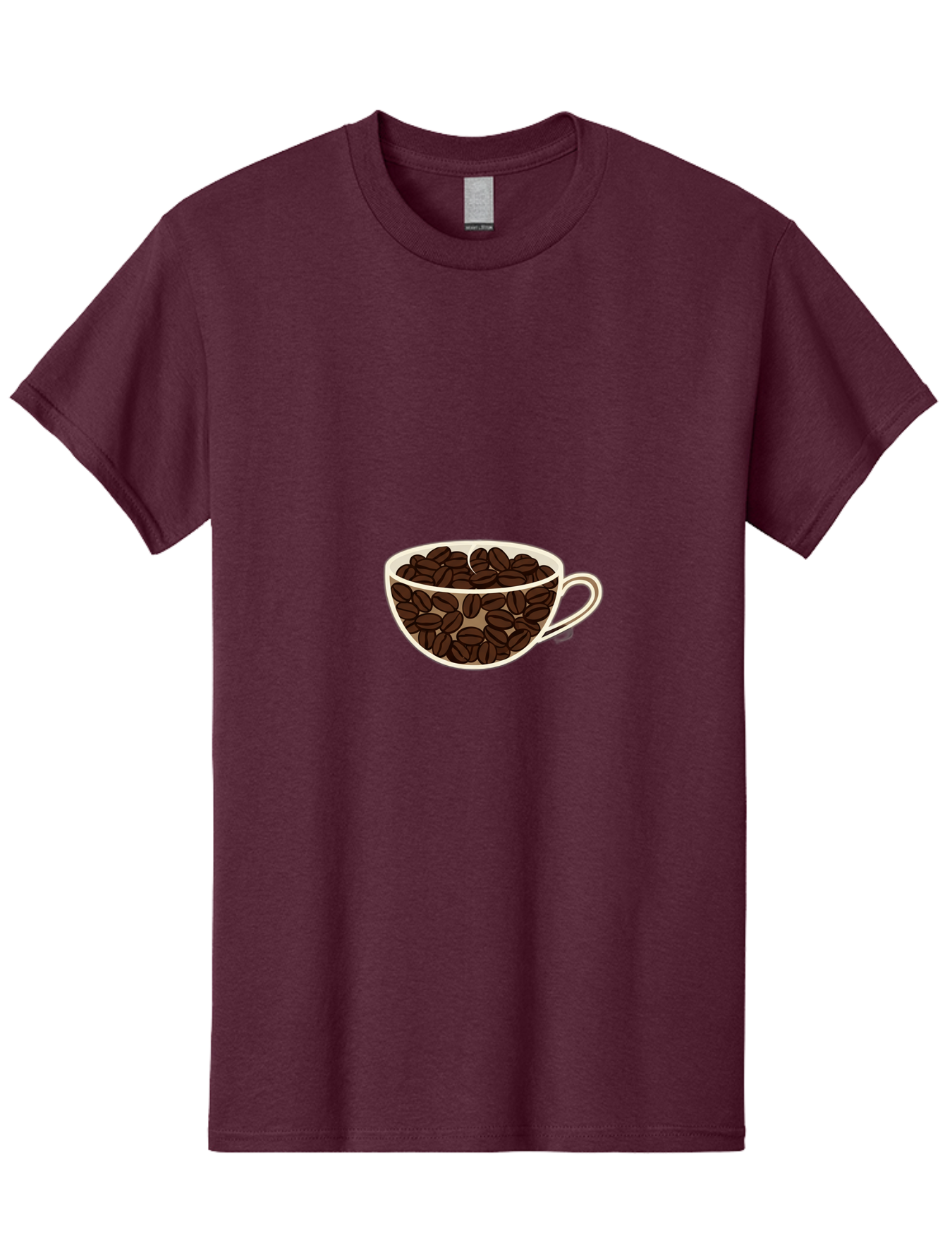 Coffee-Cup-4 Men'S Graphic Tee, 100% Cotton, Comfortable Casual Summer Wear, Machine Washable, Coffee Beans In A Cup, Coffee Cup, Coffee Beans, Brown Coffee Beans, White Porcelain Cup, Simple Design, Minimalistic Art, Coffee Illustration, Baa354