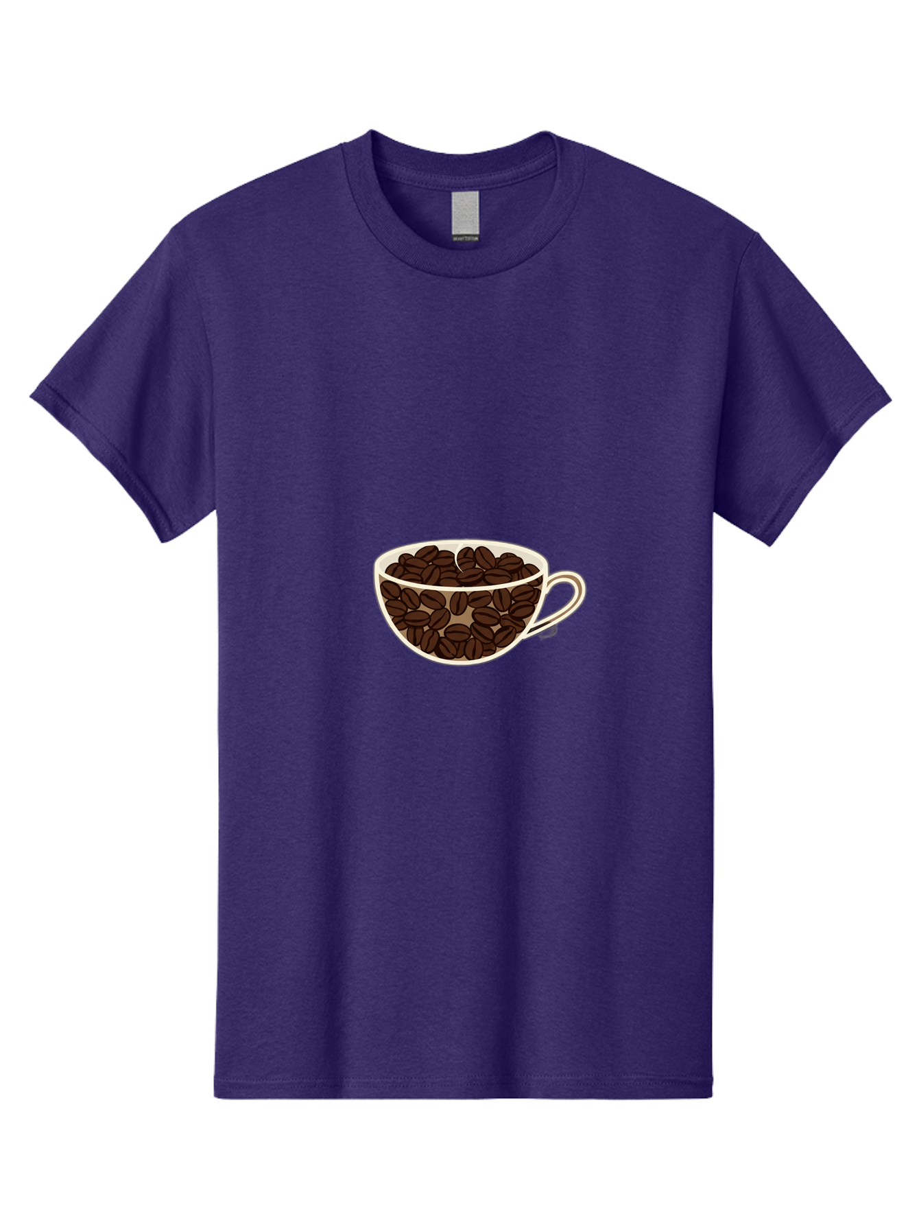 Coffee-Cup-4 Men'S Graphic Tee, 100% Cotton, Comfortable Casual Summer Wear, Machine Washable, Coffee Beans In A Cup, Coffee Cup, Coffee Beans, Brown Coffee Beans, White Porcelain Cup, Simple Design, Minimalistic Art, Coffee Illustration, Baa354