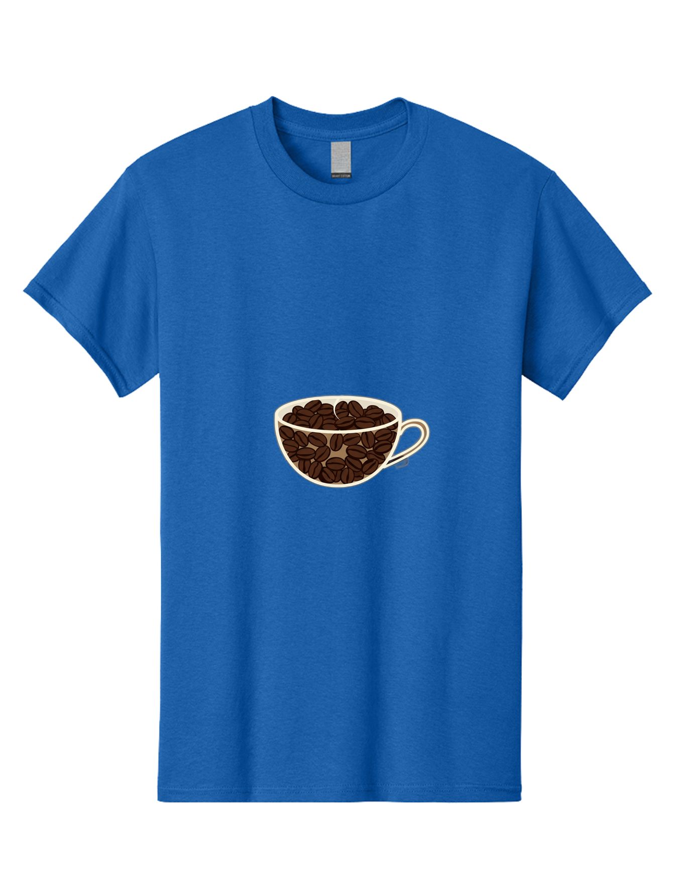 Coffee-Cup-4 Men'S Graphic Tee, 100% Cotton, Comfortable Casual Summer Wear, Machine Washable, Coffee Beans In A Cup, Coffee Cup, Coffee Beans, Brown Coffee Beans, White Porcelain Cup, Simple Design, Minimalistic Art, Coffee Illustration, Baa354