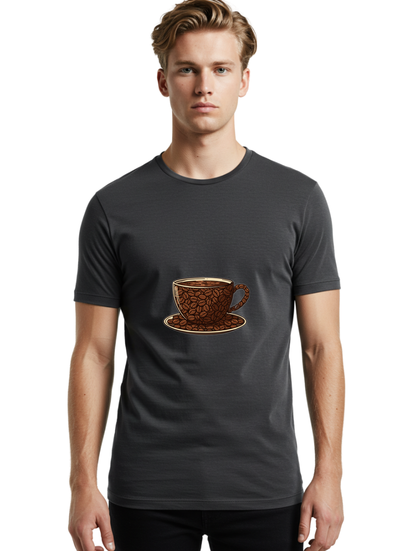 Coffee-Cup-5 Men'S Graphic Tee, 100% Cotton, Comfortable Casual Summer Wear, Machine Washable, Coffee Cup, Coffee Beans, Coffee Time, Morning Coffee, Caffeine Boost, Coffee Break, Java Lovers Baa355