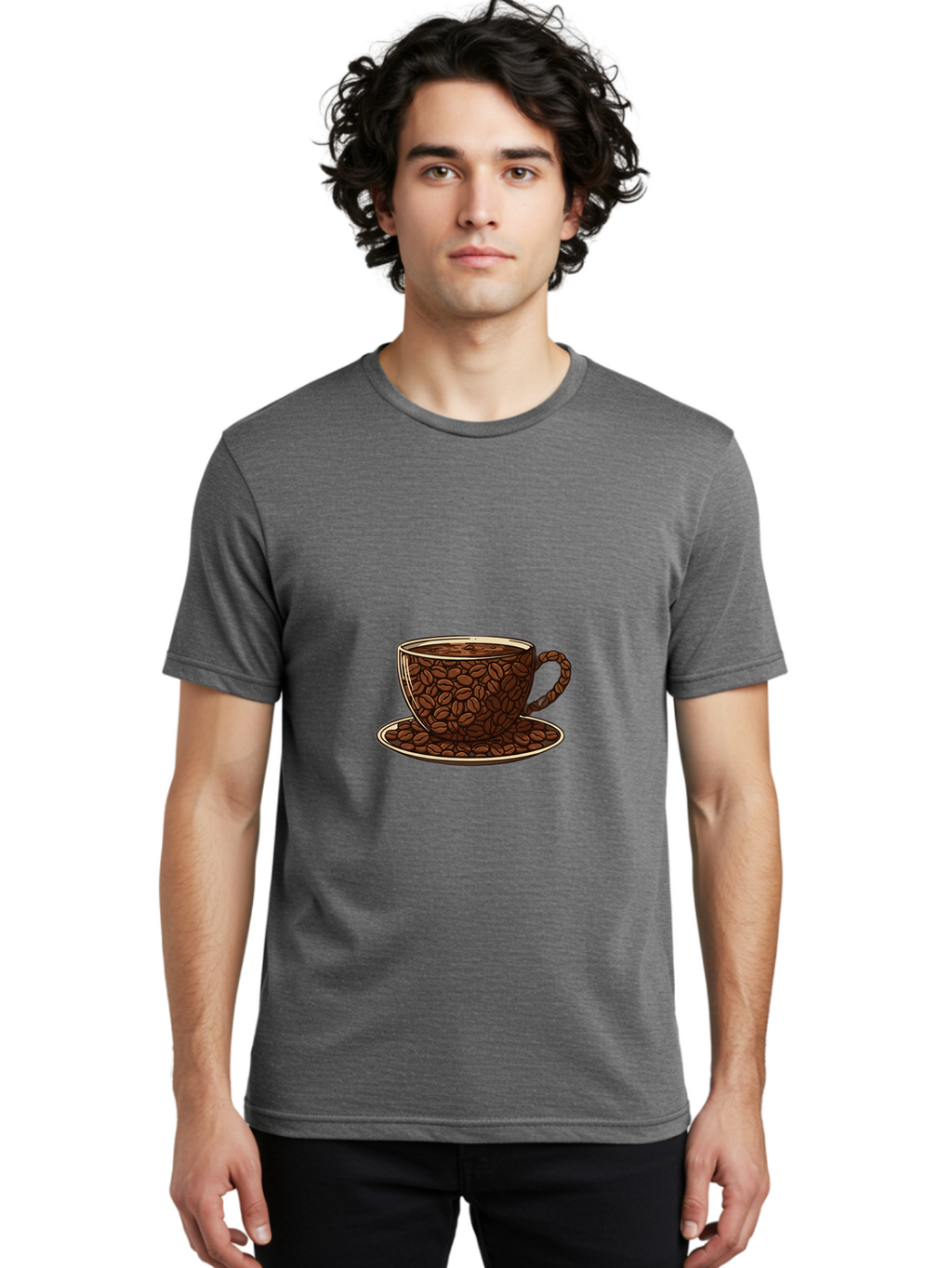 Coffee-Cup-5 Men'S Graphic Tee, 100% Cotton, Comfortable Casual Summer Wear, Machine Washable, Coffee Cup, Coffee Beans, Coffee Time, Morning Coffee, Caffeine Boost, Coffee Break, Java Lovers Baa355