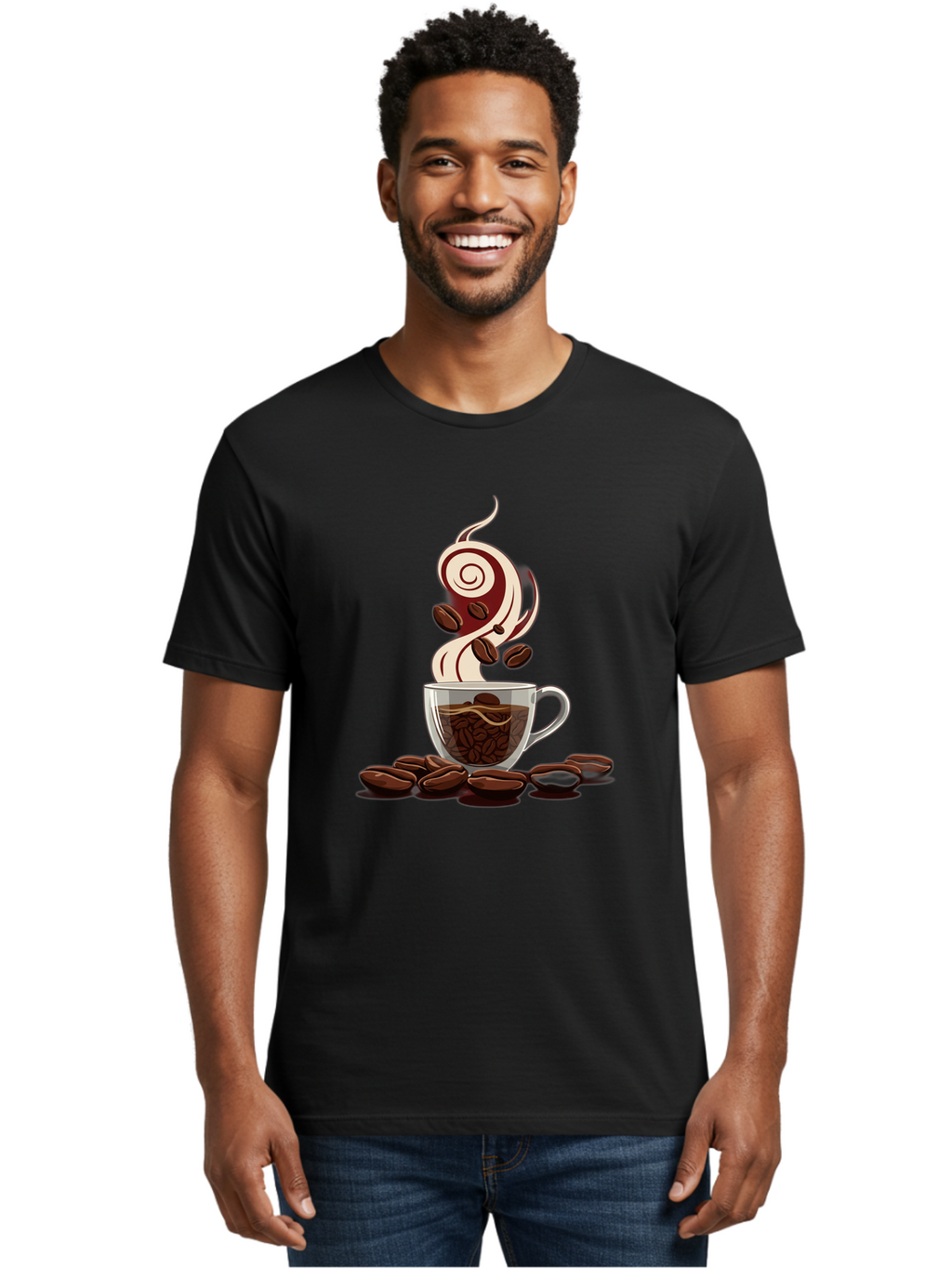Coffee-Cup-6 Men'S Graphic Tee, 100% Cotton, Comfortable Casual Summer Wear, Machine Washable, Coffee Cup, Steaming Coffee, Coffee Beans, Morning Pick-Me-Up, Coffee Lover, Caffeine Boost, Coffee Time, Cup Of Joe, Coffee Break, Coffee Art Baa356