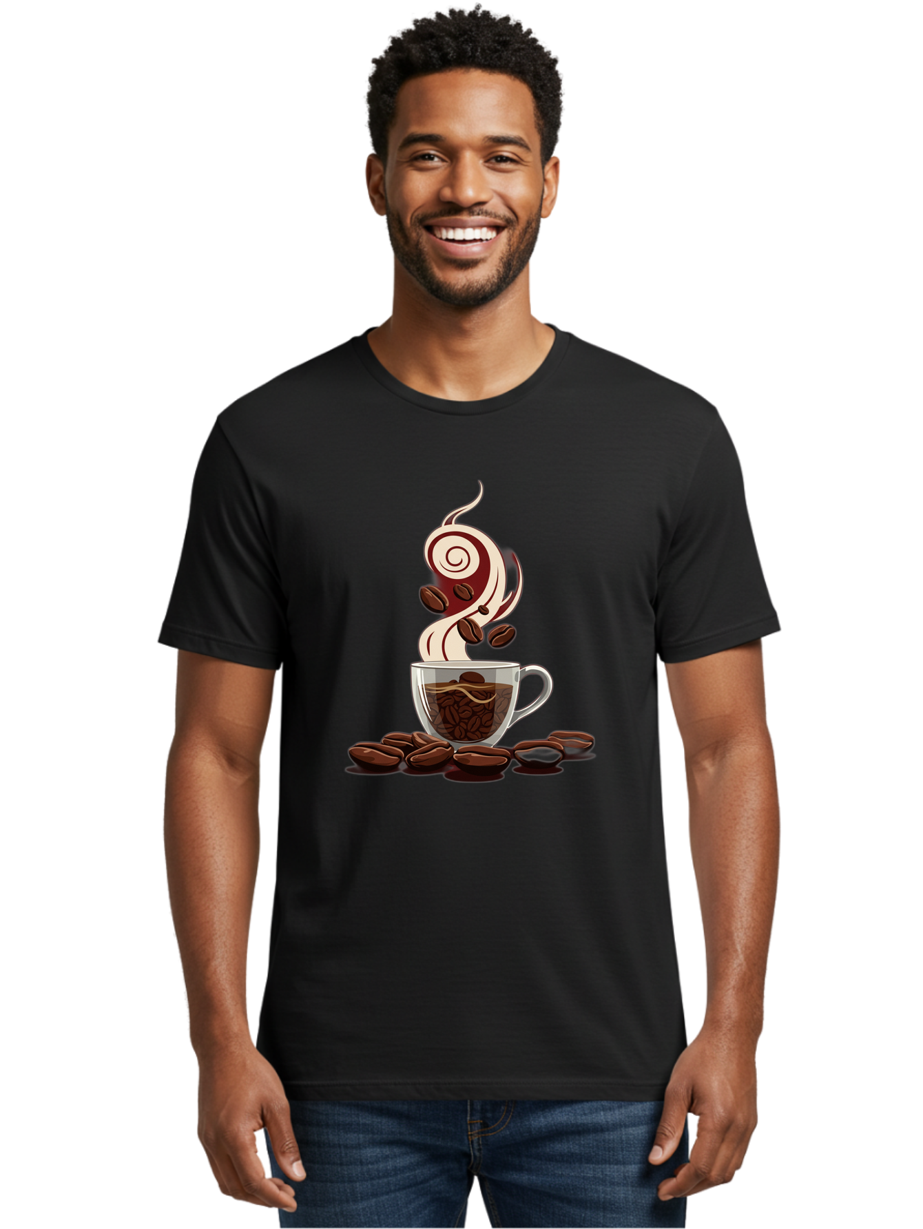 Coffee-Cup-6 Men'S Graphic Tee, 100% Cotton, Comfortable Casual Summer Wear, Machine Washable, Coffee Cup, Steaming Coffee, Coffee Beans, Morning Pick-Me-Up, Coffee Lover, Caffeine Boost, Coffee Time, Cup Of Joe, Coffee Break, Coffee Art Baa356
