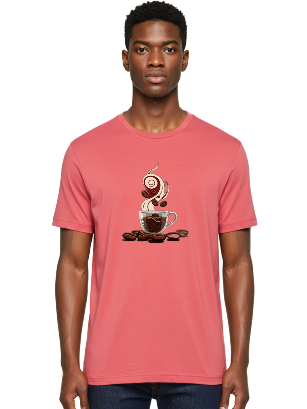 Coffee-Cup-6 Men'S Graphic Tee, 100% Cotton, Comfortable Casual Summer Wear, Machine Washable, Coffee Cup, Steaming Coffee, Coffee Beans, Morning Pick-Me-Up, Coffee Lover, Caffeine Boost, Coffee Time, Cup Of Joe, Coffee Break, Coffee Art Baa356