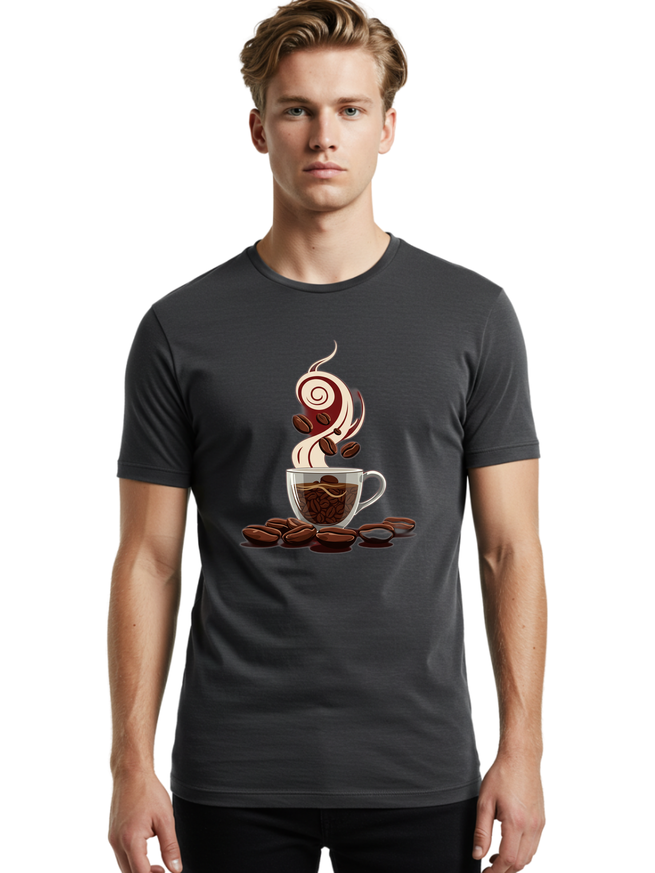 Coffee-Cup-6 Men'S Graphic Tee, 100% Cotton, Comfortable Casual Summer Wear, Machine Washable, Coffee Cup, Steaming Coffee, Coffee Beans, Morning Pick-Me-Up, Coffee Lover, Caffeine Boost, Coffee Time, Cup Of Joe, Coffee Break, Coffee Art Baa356