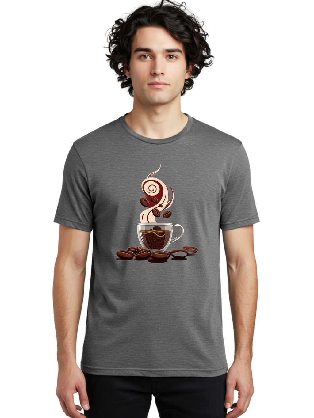 Coffee-Cup-6 Men'S Graphic Tee, 100% Cotton, Comfortable Casual Summer Wear, Machine Washable, Coffee Cup, Steaming Coffee, Coffee Beans, Morning Pick-Me-Up, Coffee Lover, Caffeine Boost, Coffee Time, Cup Of Joe, Coffee Break, Coffee Art Baa356