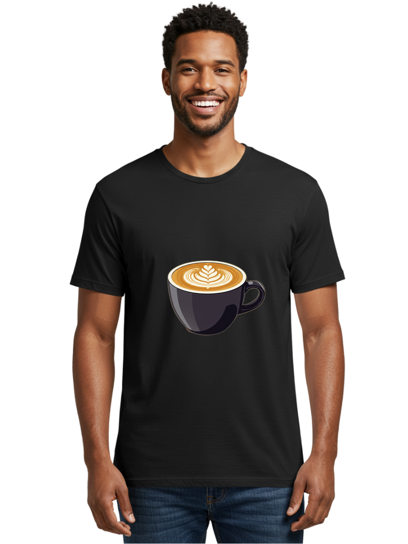 Coffee-Cup-8 Men'S Graphic Tee, 100% Cotton, Comfortable Casual Summer Wear, Machine Washable, Coffee Cup, Latte Art, Coffee Drink, Espresso, Morning Coffee, Daily Grind, Coffee Culture, Coffee Time Baa358