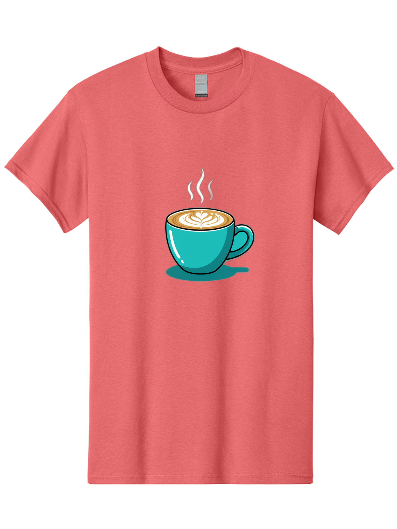 Coffee-Cup-9 Men'S Graphic Tee, 100% Cotton, Comfortable Casual Summer Wear, Machine Washable, Steaming Hot Coffee, Latte Art, Coffee Break, Morning Pick-Me-Up, Coffee Culture, Caffeine Fix, Teal Coffee Cup Baa359