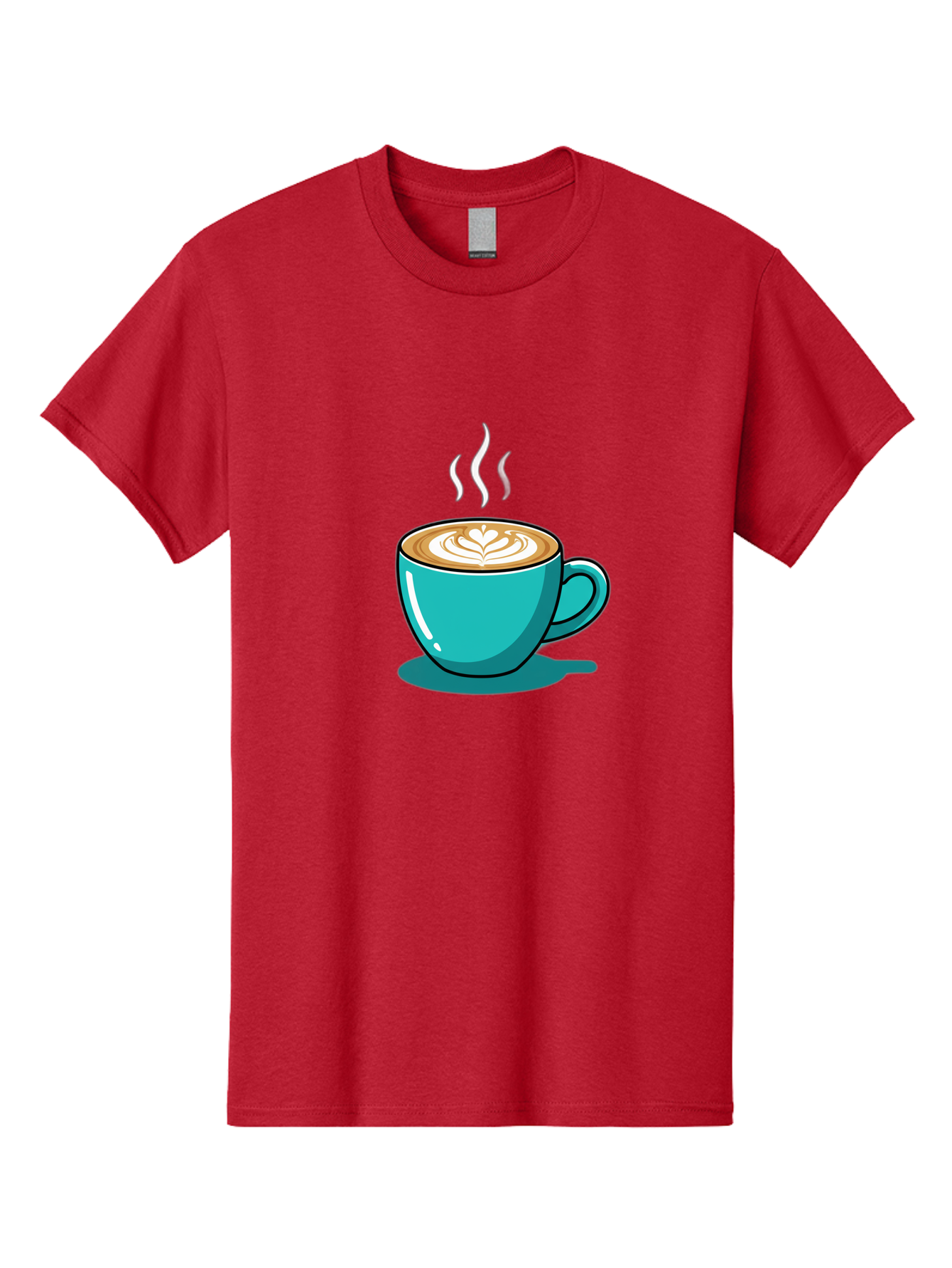 Coffee-Cup-9 Men'S Graphic Tee, 100% Cotton, Comfortable Casual Summer Wear, Machine Washable, Steaming Hot Coffee, Latte Art, Coffee Break, Morning Pick-Me-Up, Coffee Culture, Caffeine Fix, Teal Coffee Cup Baa359