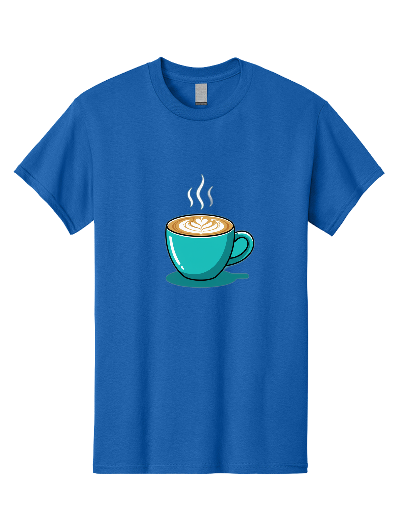 Coffee-Cup-9 Men'S Graphic Tee, 100% Cotton, Comfortable Casual Summer Wear, Machine Washable, Steaming Hot Coffee, Latte Art, Coffee Break, Morning Pick-Me-Up, Coffee Culture, Caffeine Fix, Teal Coffee Cup Baa359