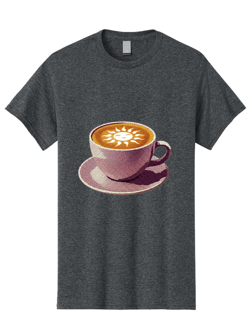 Coffee-Cup-Sun Men'S Graphic Tee, 100% Cotton, Comfortable Casual Summer Wear, Machine Washable, Coffee Cup, Latte Art, Sun Design, Heart Shape, Morning Coffee, Coffee Break, Espresso, Cafe Culture, Warm Beverage, Daily Grind Baa364