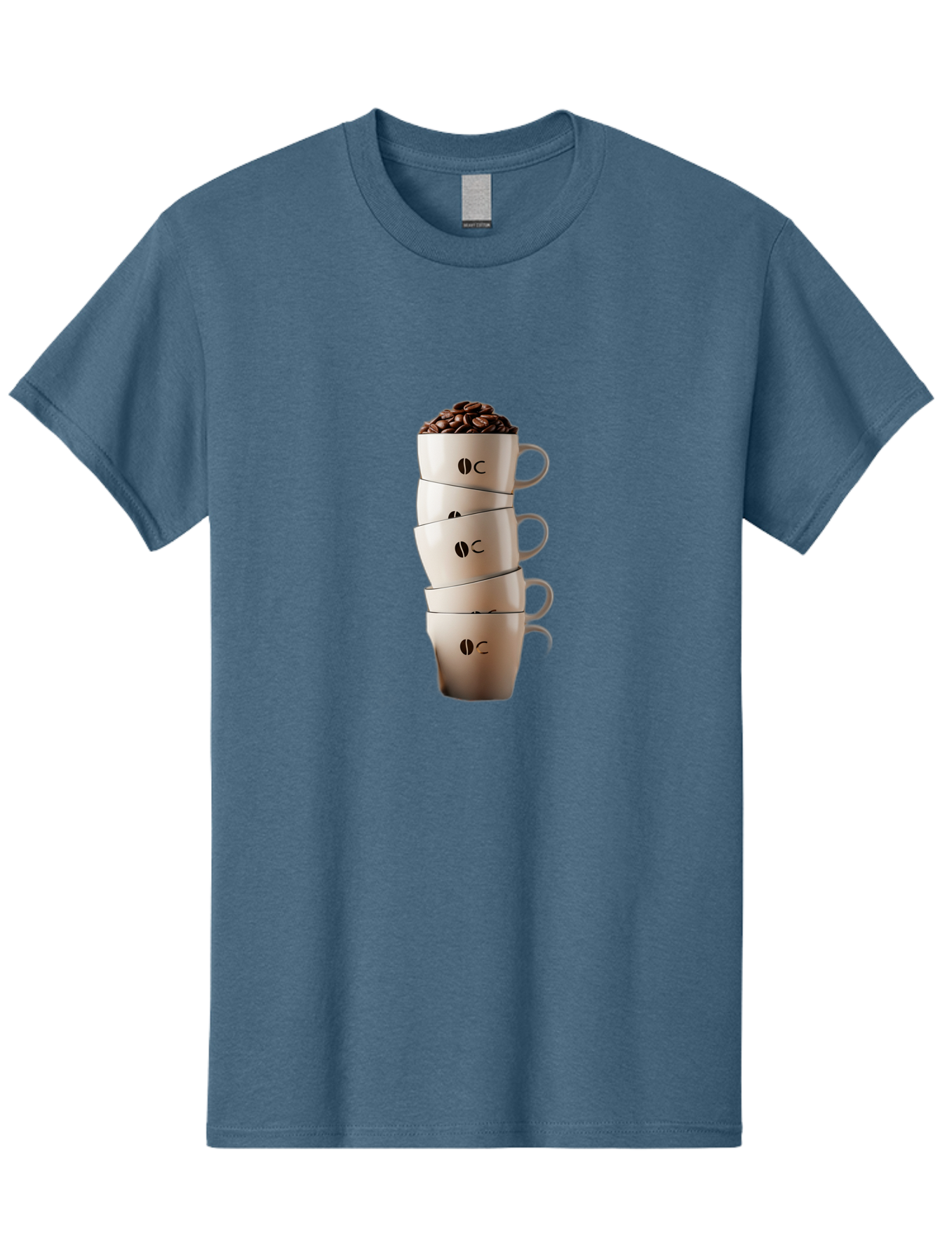 Coffee-Cups-3 Men'S Graphic Tee, 100% Cotton, Comfortable Casual Summer Wear, Machine Washable, Coffee Cups, Coffee Beans, Beige Cups, Stacked Cups, Coffee Logo, Coffee Culture, Morning Coffee, Coffee Break, Coffee Time Baa369
