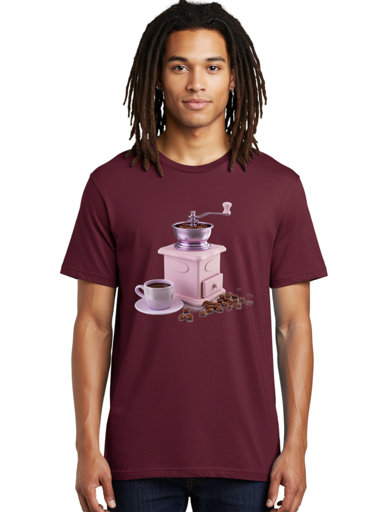Coffee-Grinder-1 Men'S Graphic Tee, 100% Cotton, Comfortable Casual Summer Wear, Machine Washable, Coffee Grinder, Manual Grinder, Coffee Beans, Freshly Ground Coffee, Coffee Cup, Saucer, Morning Routine, Coffee Lover, Coffee Culture Baa371