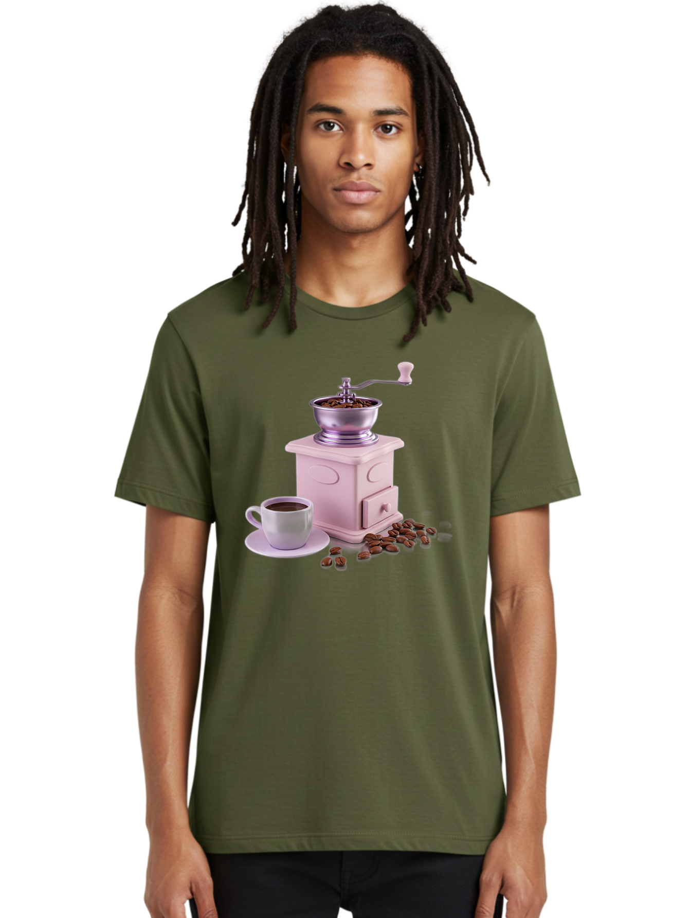 Coffee-Grinder-1 Men'S Graphic Tee, 100% Cotton, Comfortable Casual Summer Wear, Machine Washable, Coffee Grinder, Manual Grinder, Coffee Beans, Freshly Ground Coffee, Coffee Cup, Saucer, Morning Routine, Coffee Lover, Coffee Culture Baa371