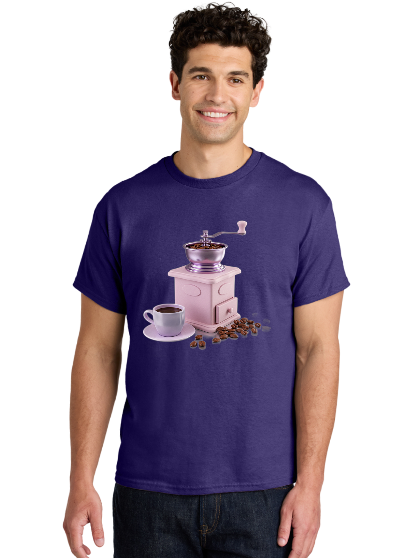 Coffee-Grinder-1 Men'S Graphic Tee, 100% Cotton, Comfortable Casual Summer Wear, Machine Washable, Coffee Grinder, Manual Grinder, Coffee Beans, Freshly Ground Coffee, Coffee Cup, Saucer, Morning Routine, Coffee Lover, Coffee Culture Baa371