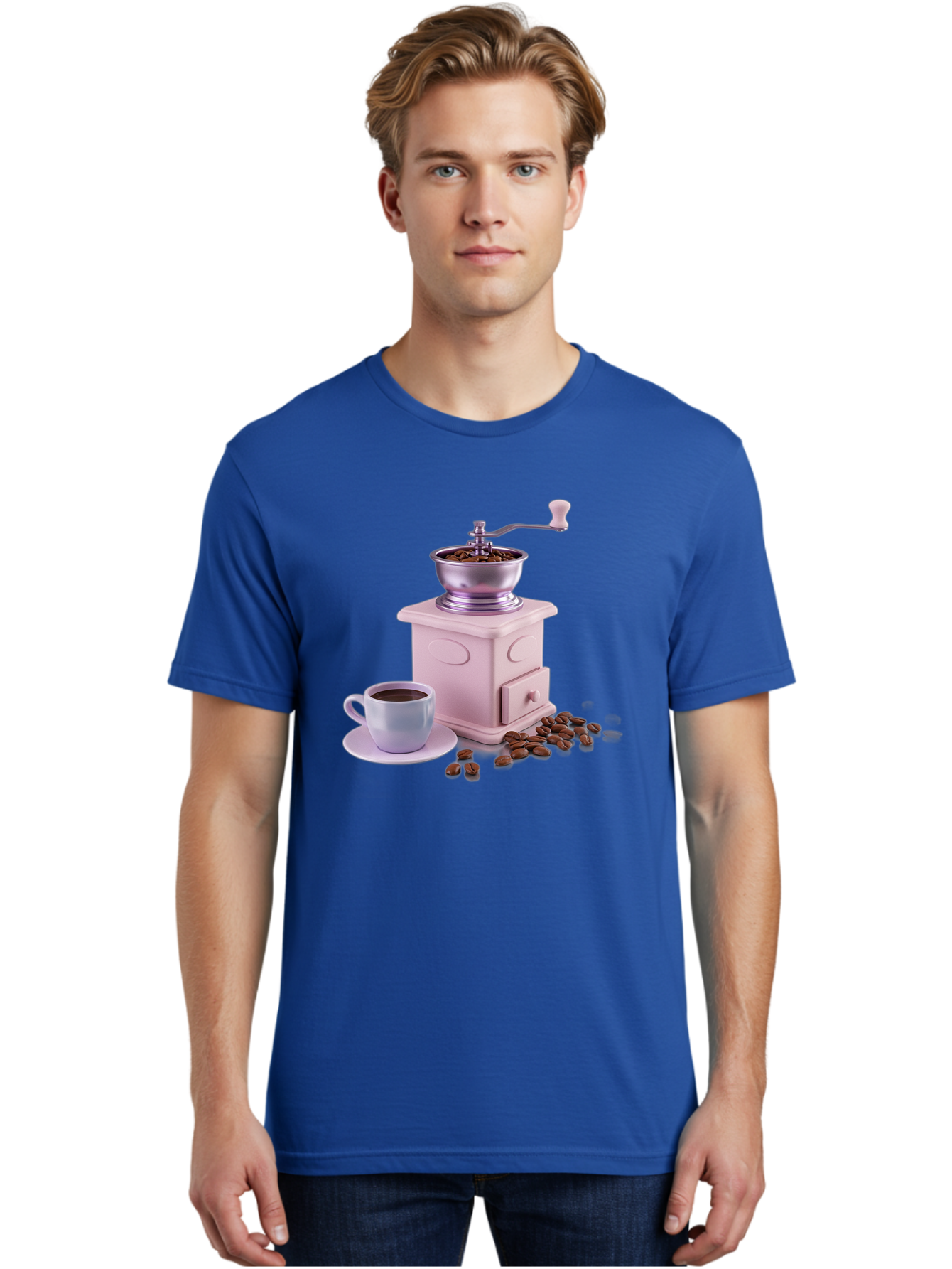 Coffee-Grinder-1 Men'S Graphic Tee, 100% Cotton, Comfortable Casual Summer Wear, Machine Washable, Coffee Grinder, Manual Grinder, Coffee Beans, Freshly Ground Coffee, Coffee Cup, Saucer, Morning Routine, Coffee Lover, Coffee Culture Baa371