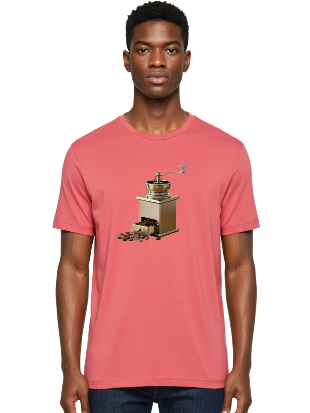 Coffee-Grinder-2 Men'S Graphic Tee, 100% Cotton, Comfortable Casual Summer Wear, Machine Washable, Coffee Grinder, Manual Grinder, Coffee Beans, Grinder With Drawer, Coffee Roasting, Manual Coffee, Coffee Grinding, Freshly Ground Coffee, Baa372