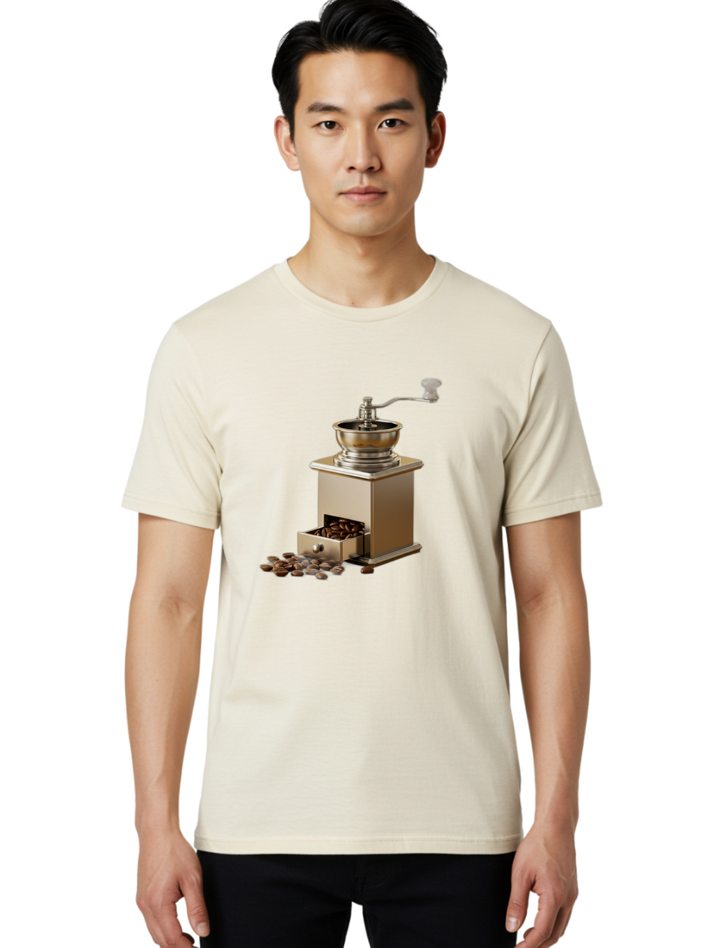 Coffee-Grinder-2 Men'S Graphic Tee, 100% Cotton, Comfortable Casual Summer Wear, Machine Washable, Coffee Grinder, Manual Grinder, Coffee Beans, Grinder With Drawer, Coffee Roasting, Manual Coffee, Coffee Grinding, Freshly Ground Coffee, Baa372