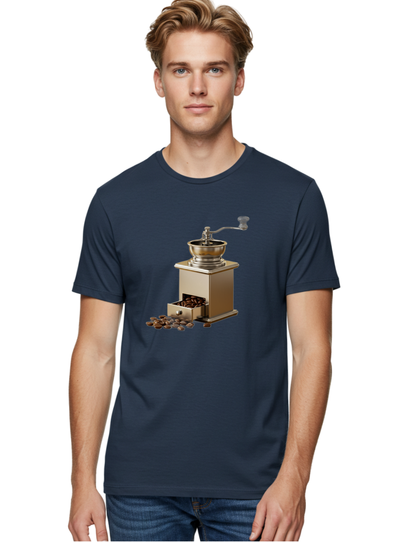 Coffee-Grinder-2 Men'S Graphic Tee, 100% Cotton, Comfortable Casual Summer Wear, Machine Washable, Coffee Grinder, Manual Grinder, Coffee Beans, Grinder With Drawer, Coffee Roasting, Manual Coffee, Coffee Grinding, Freshly Ground Coffee, Baa372