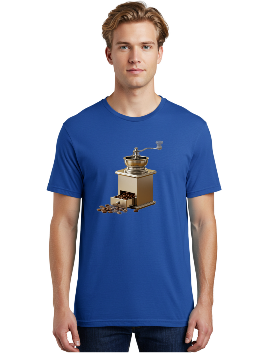 Coffee-Grinder-2 Men'S Graphic Tee, 100% Cotton, Comfortable Casual Summer Wear, Machine Washable, Coffee Grinder, Manual Grinder, Coffee Beans, Grinder With Drawer, Coffee Roasting, Manual Coffee, Coffee Grinding, Freshly Ground Coffee, Baa372