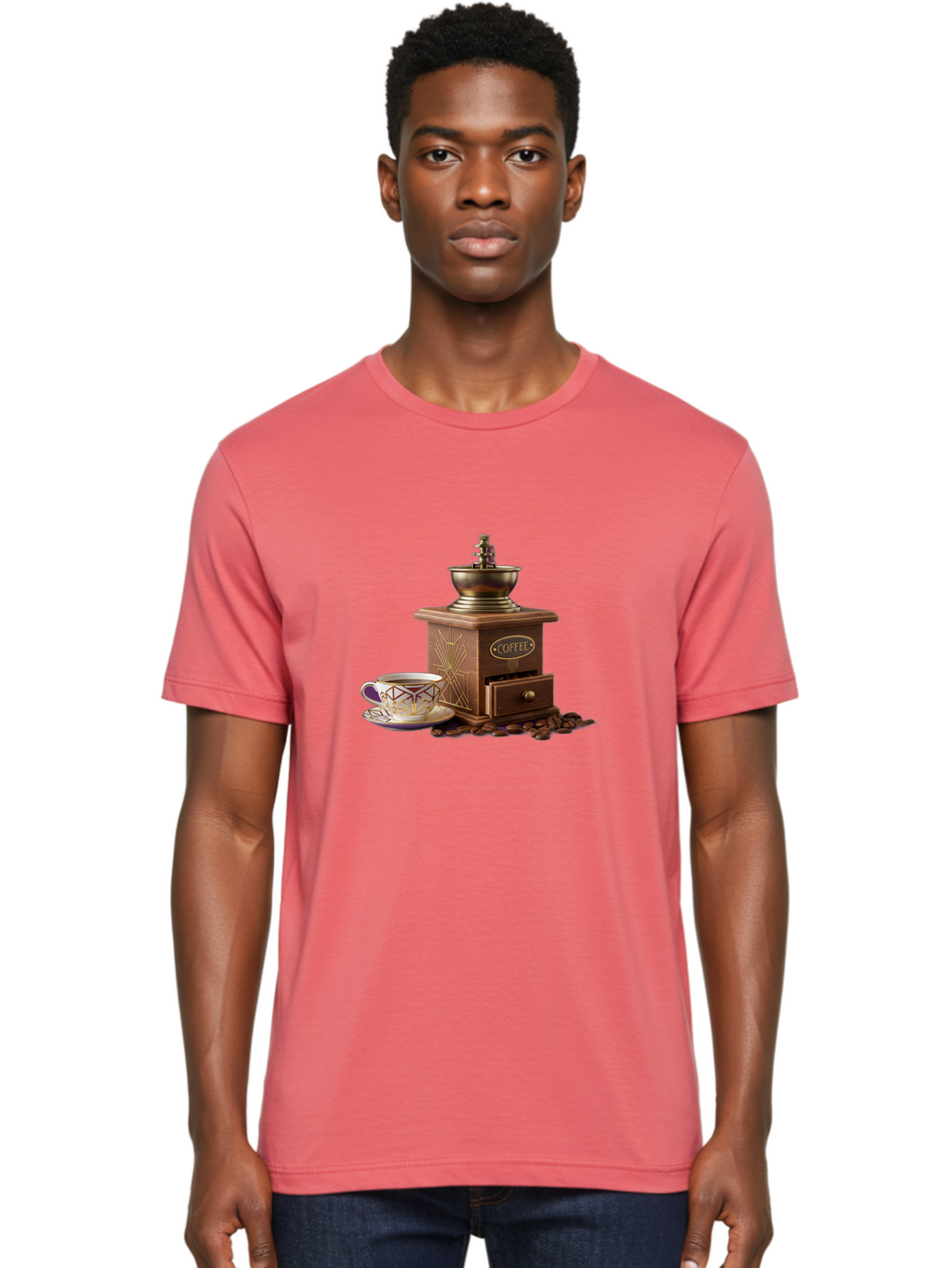 Coffee-Grinder Men'S Graphic Tee, 100% Cotton, Comfortable Casual Summer Wear, Machine Washable, Coffee Grinder, Coffee Beans, Coffee Cup, Morning Coffee, Coffee Time, Coffee Ritual, Coffee Culture, Coffee Lover, Coffee Break Baa374