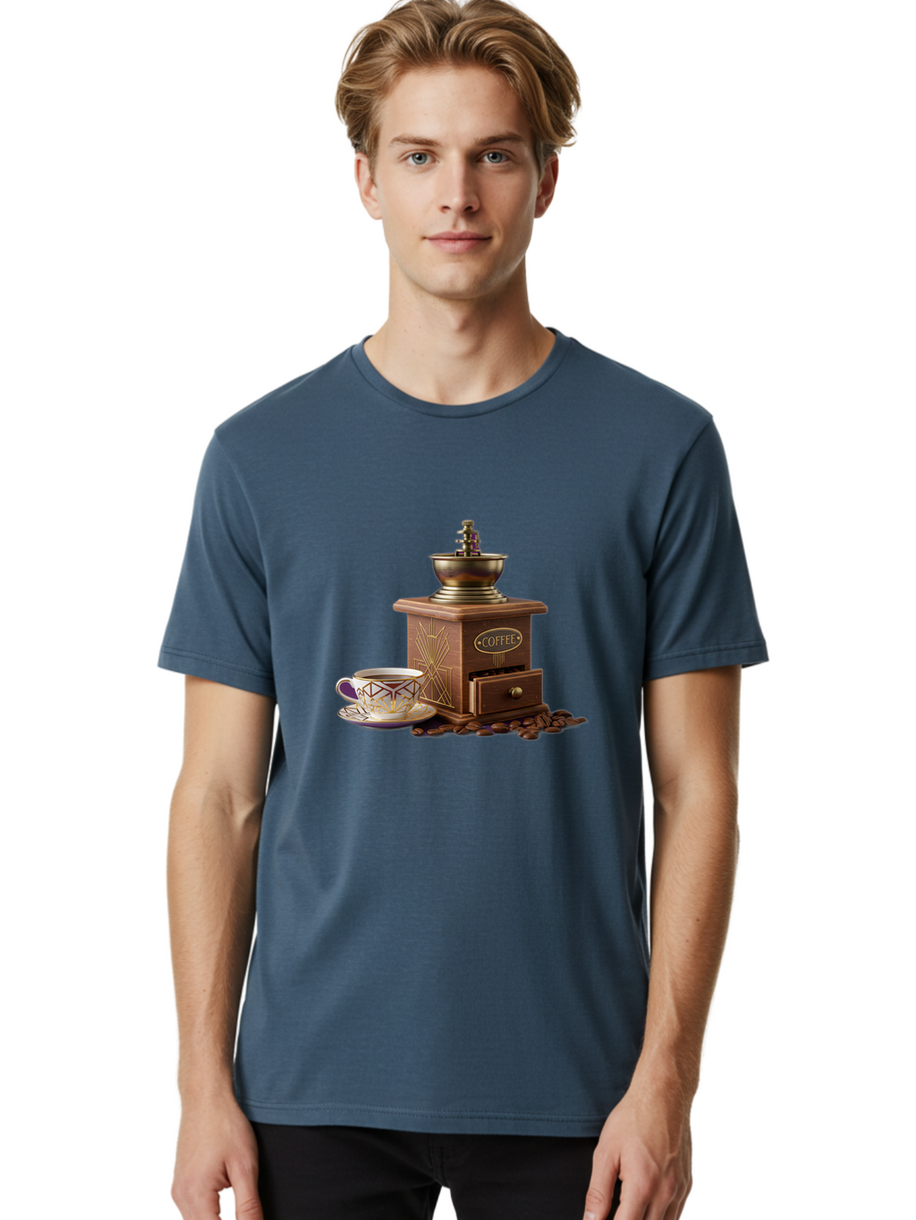 Coffee-Grinder Men'S Graphic Tee, 100% Cotton, Comfortable Casual Summer Wear, Machine Washable, Coffee Grinder, Coffee Beans, Coffee Cup, Morning Coffee, Coffee Time, Coffee Ritual, Coffee Culture, Coffee Lover, Coffee Break Baa374
