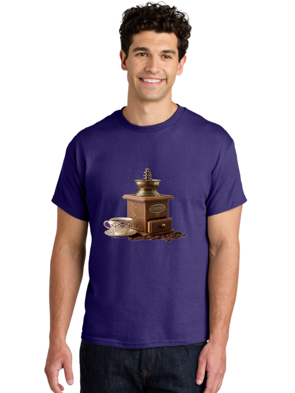 Coffee-Grinder Men'S Graphic Tee, 100% Cotton, Comfortable Casual Summer Wear, Machine Washable, Coffee Grinder, Coffee Beans, Coffee Cup, Morning Coffee, Coffee Time, Coffee Ritual, Coffee Culture, Coffee Lover, Coffee Break Baa374