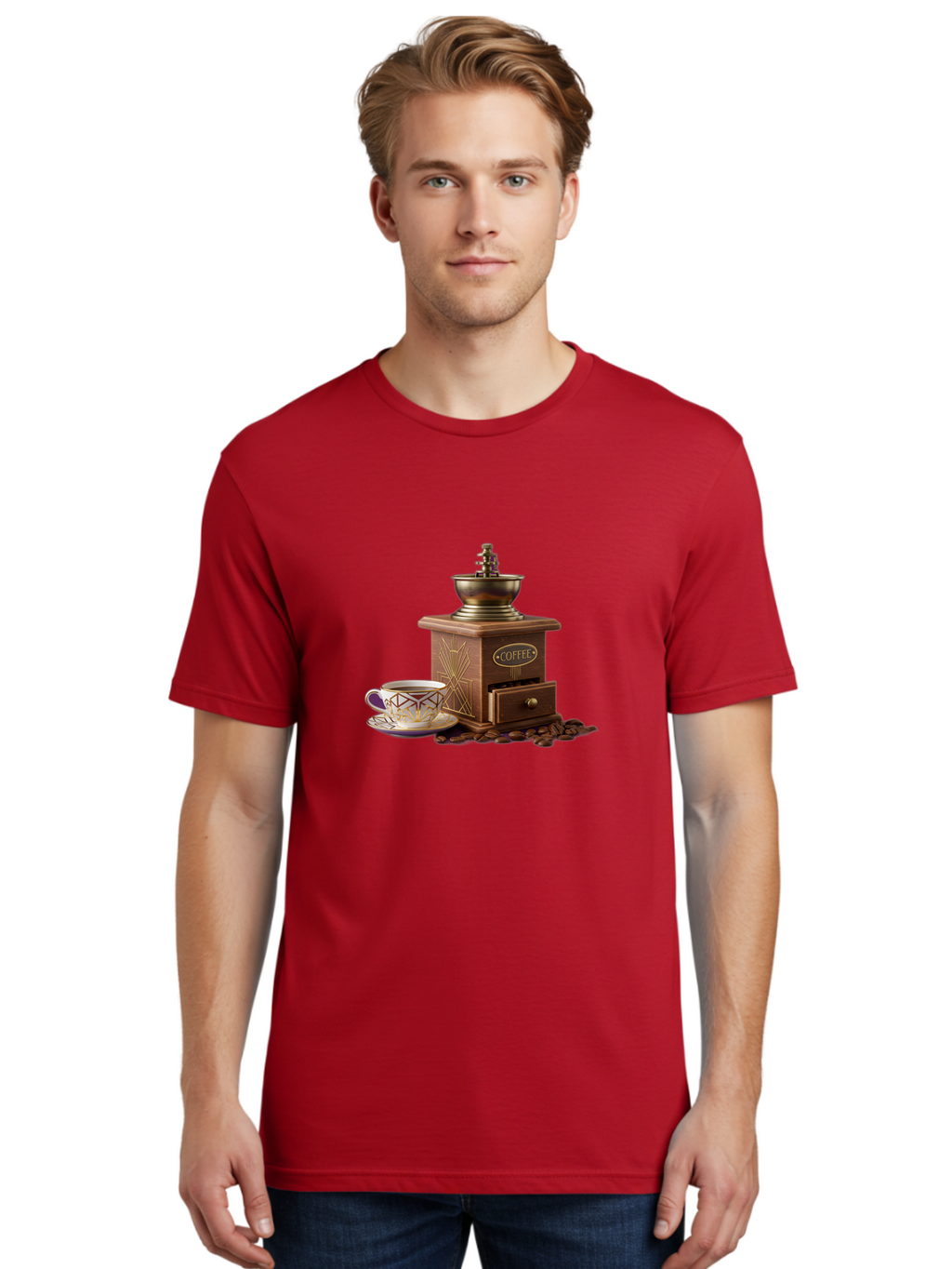 Coffee-Grinder Men'S Graphic Tee, 100% Cotton, Comfortable Casual Summer Wear, Machine Washable, Coffee Grinder, Coffee Beans, Coffee Cup, Morning Coffee, Coffee Time, Coffee Ritual, Coffee Culture, Coffee Lover, Coffee Break Baa374