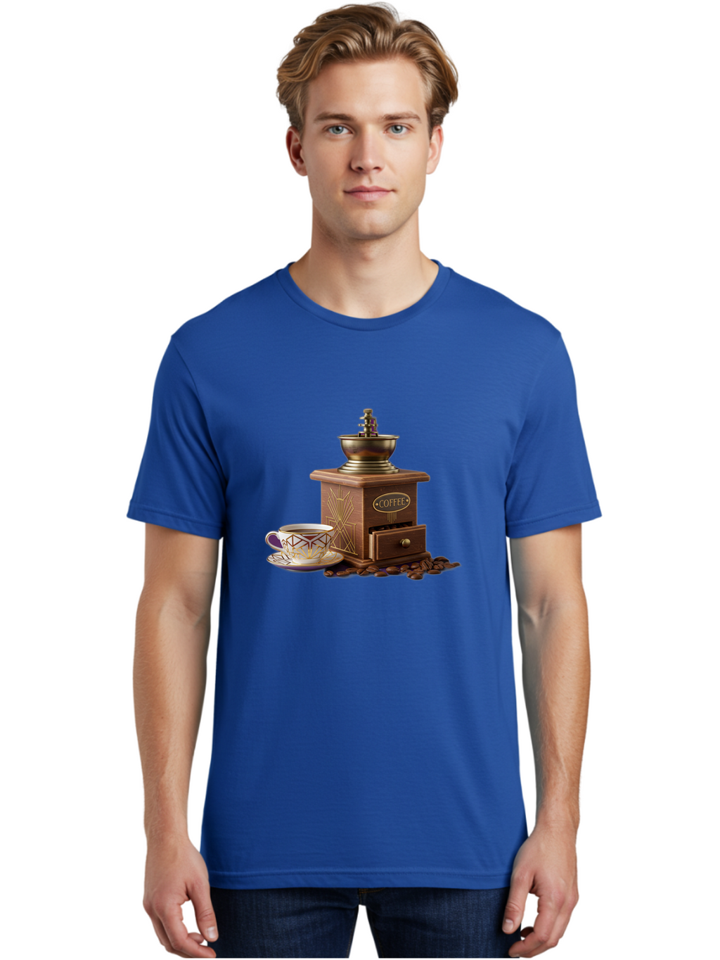 Coffee-Grinder Men'S Graphic Tee, 100% Cotton, Comfortable Casual Summer Wear, Machine Washable, Coffee Grinder, Coffee Beans, Coffee Cup, Morning Coffee, Coffee Time, Coffee Ritual, Coffee Culture, Coffee Lover, Coffee Break Baa374