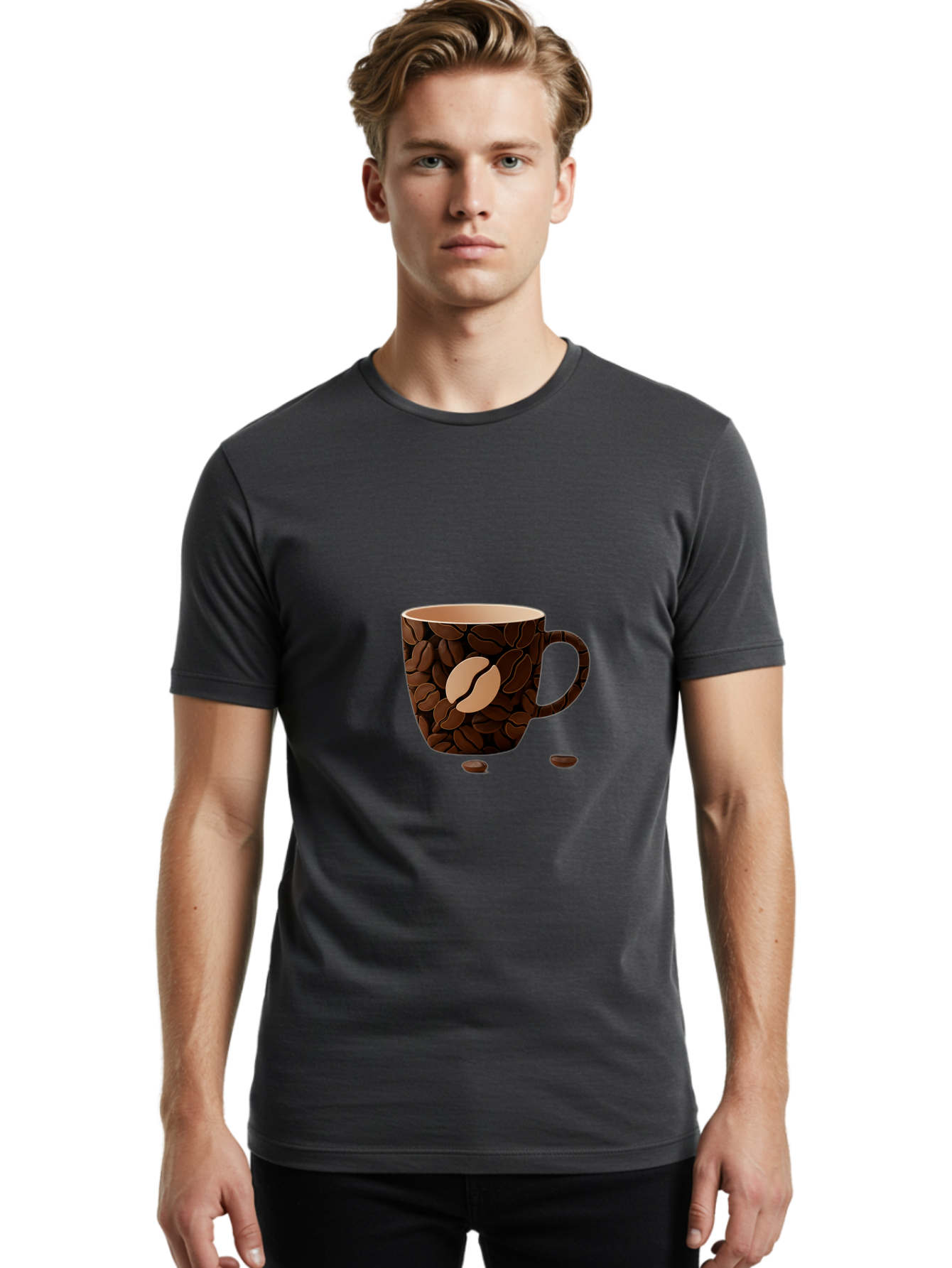 Coffee-Mug-1 Men'S Graphic Tee, 100% Cotton, Comfortable Casual Summer Wear, Machine Washable, Coffee Mug, Coffee Beans, Coffee Lover, Morning Coffee, Caffeine, Brew, Coffee Break, Coffee Cup, Bean Design Baa375