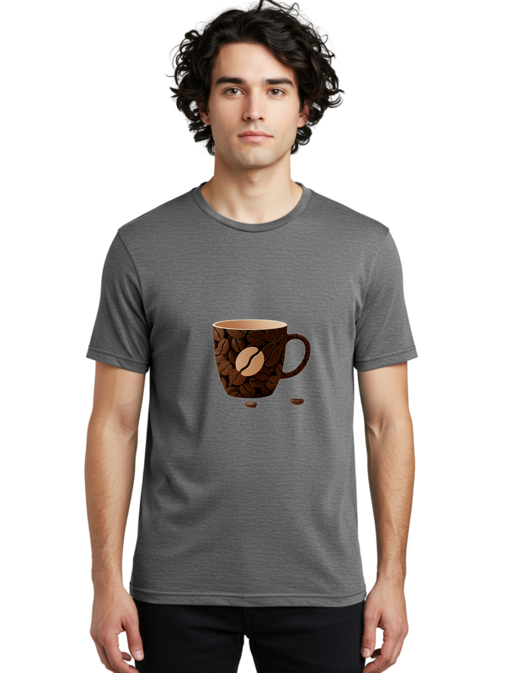 Coffee-Mug-1 Men'S Graphic Tee, 100% Cotton, Comfortable Casual Summer Wear, Machine Washable, Coffee Mug, Coffee Beans, Coffee Lover, Morning Coffee, Caffeine, Brew, Coffee Break, Coffee Cup, Bean Design Baa375
