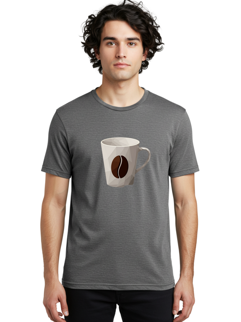 Coffee-Mug-3 Men'S Graphic Tee, 100% Cotton, Comfortable Casual Summer Wear, Machine Washable, Coffee Mug, Coffee Bean Design, White Ceramic, Modern Art, Coffee Lover, Morning Routine, Coffee Break, Daily Grind, Coffee Culture, Caffeine Fix Baa377