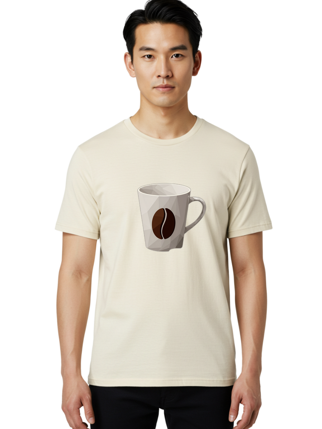 Coffee-Mug-3 Men'S Graphic Tee, 100% Cotton, Comfortable Casual Summer Wear, Machine Washable, Coffee Mug, Coffee Bean Design, White Ceramic, Modern Art, Coffee Lover, Morning Routine, Coffee Break, Daily Grind, Coffee Culture, Caffeine Fix Baa377